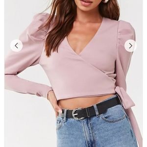 Forever 21 NWT Lilac Puff Sleeve Wrap Top